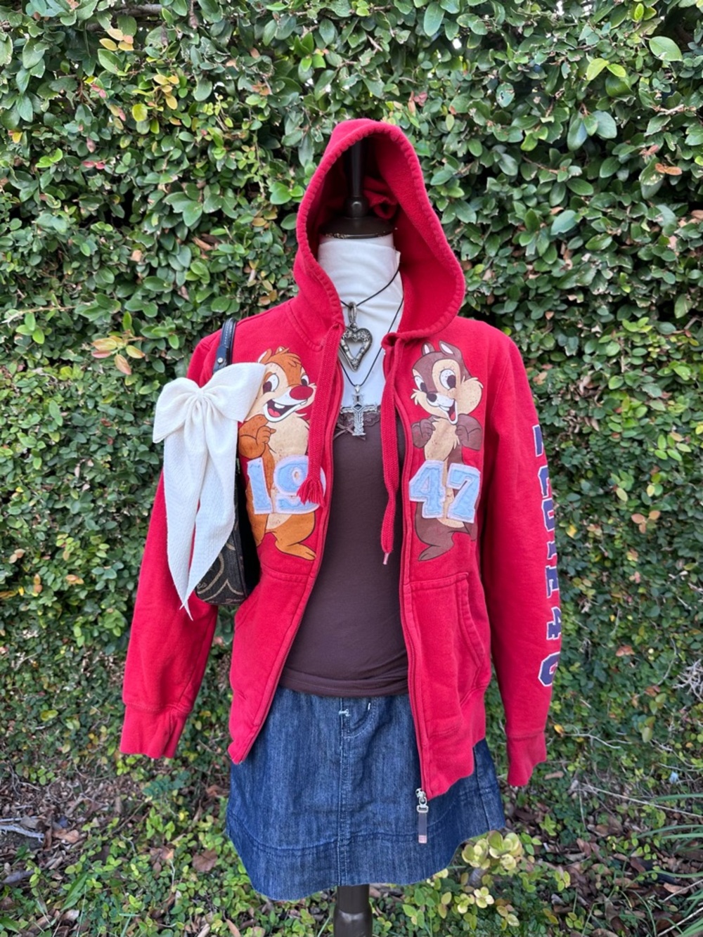✨Vintage Disney Red Chipmunks Graphic Zip Hoodie